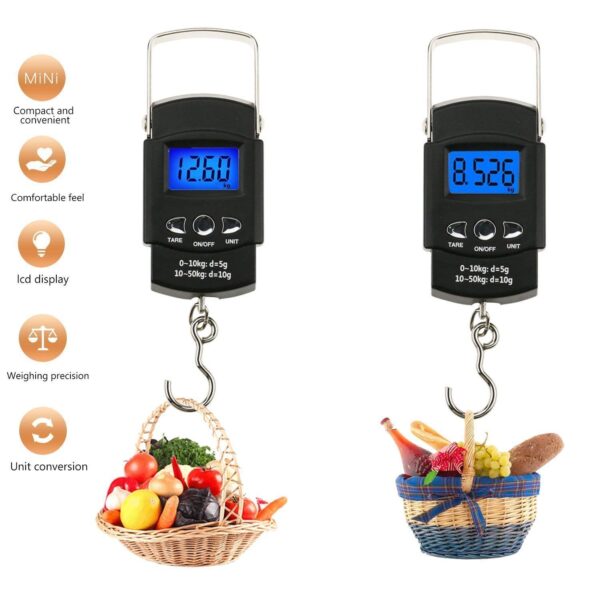 Portable Electronic Digital Weighing Plastic Hanging Scale 50 G পোর্টেবল ইলেকট্রনিক ডিজিটাল প্লাস্টিক হ্যাংগিং স্কেল 50G
