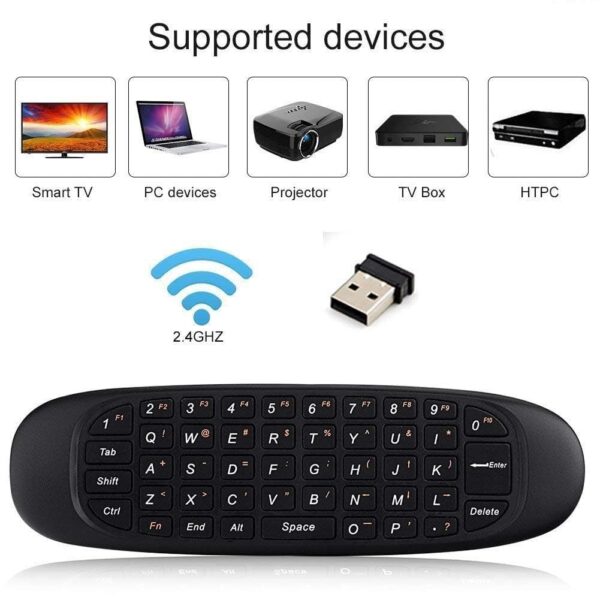Black Wireless 3-In-1 Air Mouse Remote Keyboard