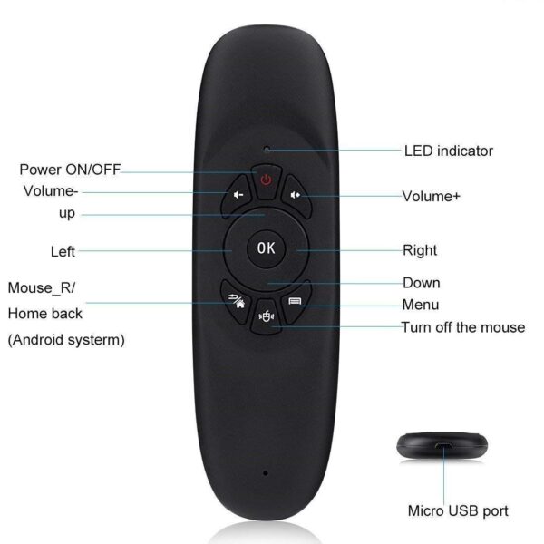 Black Wireless 3-In-1 Air Mouse Remote Keyboard