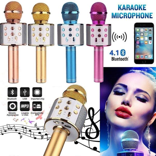 Wster WS-858 Portable Bluetooth Speaker Karaoke Microphone Wster WS-858 পোর্টেবল ব্লুটুথ কারাওকে মাইক্রোফোন