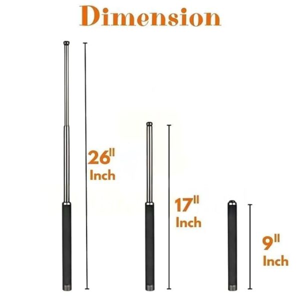 Stainless Steel self Defence Foldable Extendable Wand Stick স্টেইনলেস স্টিলের স্ব-প্রতিরক্ষা ভাঁজযোগ্য এক্সটেন্ডেবল ওয়ান্ড স্টিক