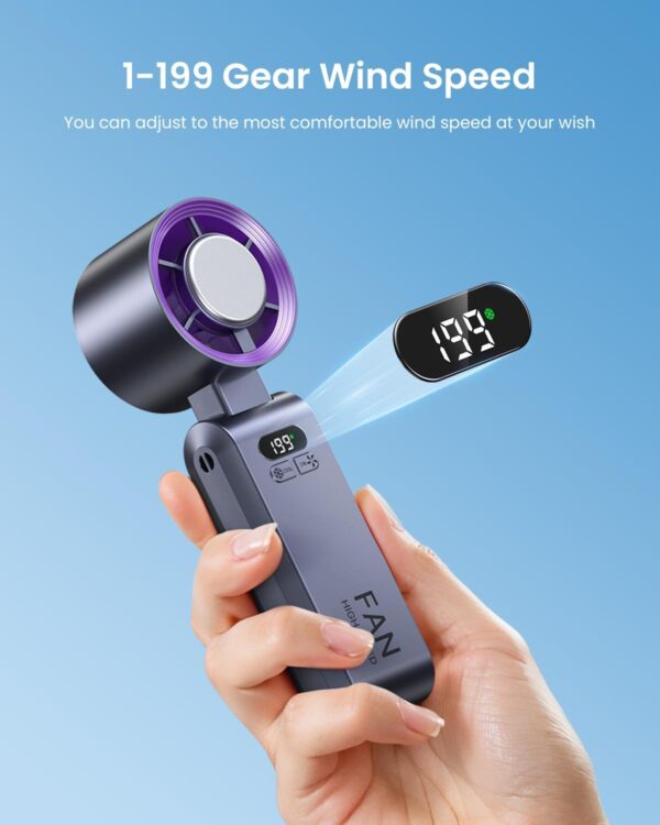 Portable Foldable Turbo Handheld Fan with Digital Display & USB Type-C Rechargeable Mini Cooling Fan
