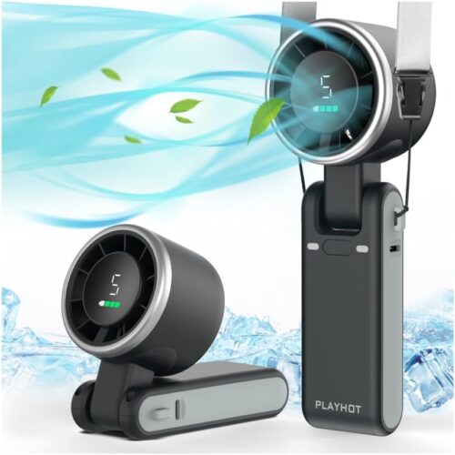 Portable Foldable Turbo Handheld Fan with Digital Display & USB Type-C Rechargeable Mini Cooling Fan