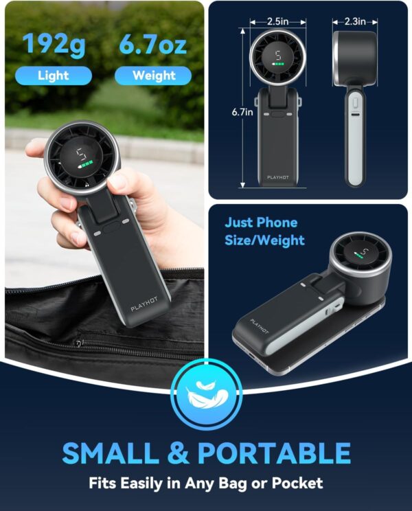 Portable Foldable Turbo Handheld Fan with Digital Display & USB Type-C Rechargeable Mini Cooling Fan