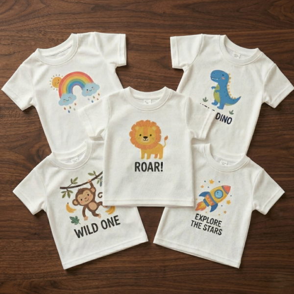 Kids T_shirt (1) Kids 5 Pcs Cartoon Printed Cotton T-Shirt Combo Pack for Boys & Girls | Premium Soft Cotton Casual Wear