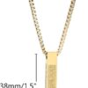 Stainless Steel Ayat Ul Kursi 3D Bar Pendant Necklace